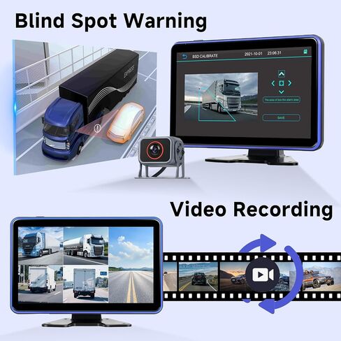 5 Channel Touchscreen Backup Camera Monitor for Truck/RV/Semi Trailer/Van/Cars, 10.1 Inch HD Night Vision Backup System, Music & Video Blind Spot Warning Loop Record Waterproof Reverse Cameras in Saudi Arabia
