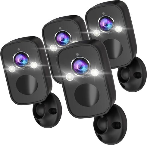 Rraycom 4Pack Security Cameras Wireless Outdoor for Home Security, 2K Battery Powered WiFi AI Motion Detection Spotlight Siren Alarm Security Camera, Color Night Vision, 2-Way Talk, Cloud/SD, w/Alexa in Saudi Arabia