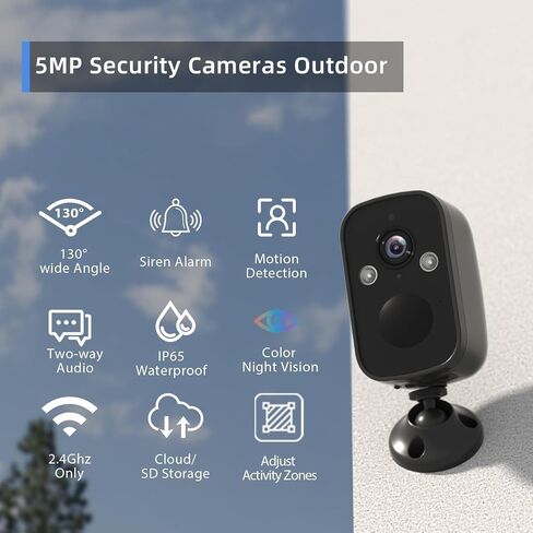 Rraycom 4Pack Security Cameras Wireless Outdoor for Home Security, 2K Battery Powered WiFi AI Motion Detection Spotlight Siren Alarm Security Camera, Color Night Vision, 2-Way Talk, Cloud/SD, w/Alexa in Saudi Arabia