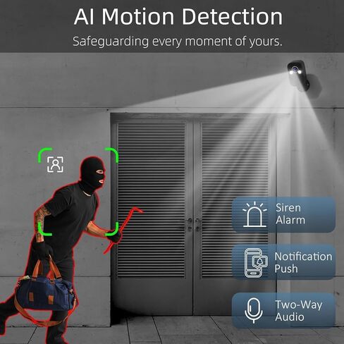 Rraycom 4Pack Security Cameras Wireless Outdoor for Home Security, 2K Battery Powered WiFi AI Motion Detection Spotlight Siren Alarm Security Camera, Color Night Vision, 2-Way Talk, Cloud/SD, w/Alexa in Saudi Arabia