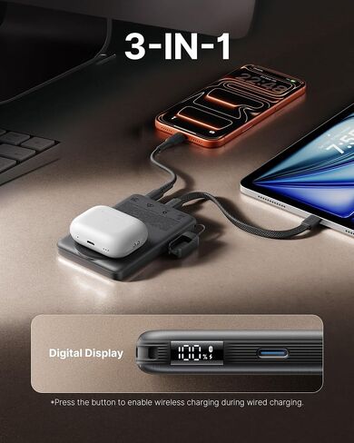 بنك الطاقة INIU MagSafe Qi2.2 بقدرة 25 وات، وهو أنحف شاحن مغناطيسي بقدرة 10000 مللي أمبير في الساعة in Kuwait