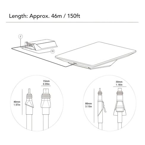 Stable 150ft Rectangular Satellite Replacement Cable, Compatible with Flat High Performance Router, POE Technology for Fast Charging, Designed to Replace, Power Supply in Saudi Arabia