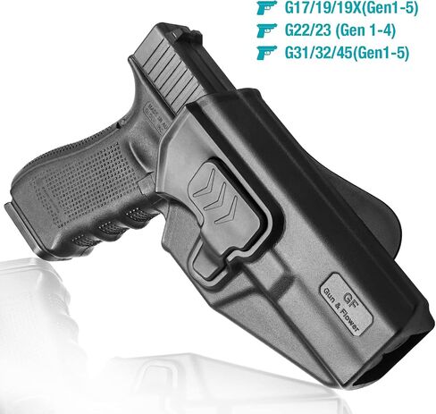 Compatible with Glock 17/19/23/31/32(Gen1-5), G22 (Gen 1-4), G19x/45,Level II Retention with Index Finger Release,Paddle&MOLLE in Saudi Arabia