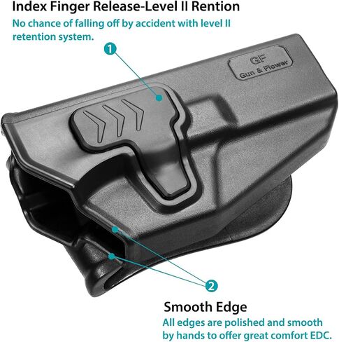 Compatible with Glock 17/19/23/31/32(Gen1-5), G22 (Gen 1-4), G19x/45,Level II Retention with Index Finger Release,Paddle&MOLLE in Saudi Arabia