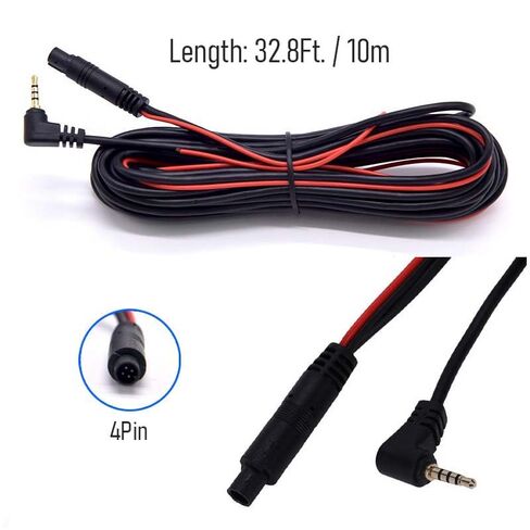 Dash Cam Backup Camera Cable 33 Ft 4-Pin to 2.5mm Plug Wire with Reverse Light Power Supply Cable Rear View Camera Extension Cord for Dash Cam Front and Rear Mirror Dash Camera RV Truck SUV in Saudi Arabia