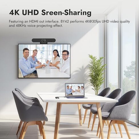 كاميرا مؤتمرات الفيديو RB10 Kit 4K AI Track USB، مكبرات صوت الكل في واحد مع ميكروفون ومكبر صوت مدمجين، زاوية واسعة 120 درجة، التقاط 6 أمتار، التوصيل والتشغيل لغرف الاجتماعات الصغيرة والمتوسطة in Saudi Arabia