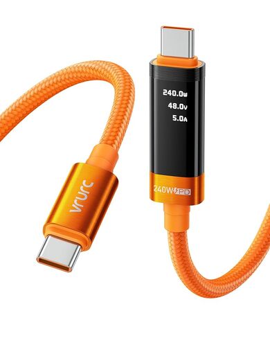 VRURC Ultra 240W Fast Charging USB C Cable with LED Digital Display,3.3ft in Saudi Arabia