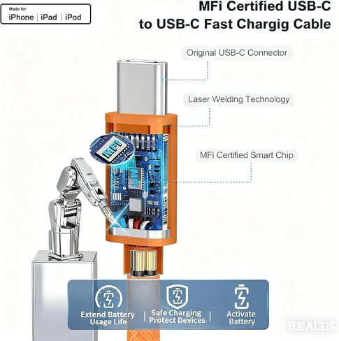Long USB C to USB C Charging Cable for iPhone 17, [MFi Certified] 2 Pack 10FT 60W Nylon Braided Type C Charger Cable Cord for iPhone 17/16/15 Pro Max Plus, iPhone 17 Air, iPad Air/Pro-Orange in Saudi Arabia
