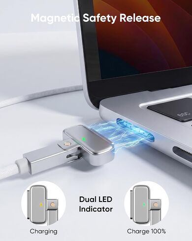Kuulaa 140W USB-C to Magnetic 3 Cable, 6.6ft 180° Right Angle Fast Charger Cord, 140W USB-C to Magnetic Safe 3 Cable for Pro (16"/14" 2025, 2024, 2023, 2021) Air (15''/13'' 2025, 2024, 2023, 2022) in Saudi Arabia