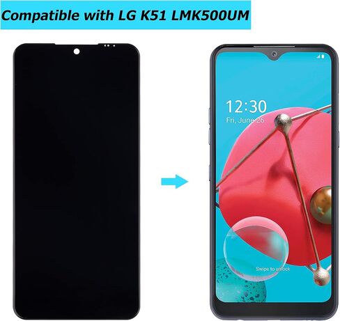 New LCD Display Compatible with LG K51 LMK500UM LMK500UMT3 LMK500QM K500QMT 6.5 inch Touch Screen Digitizer Assembly Replacement Parts with Toolkit in Saudi Arabia