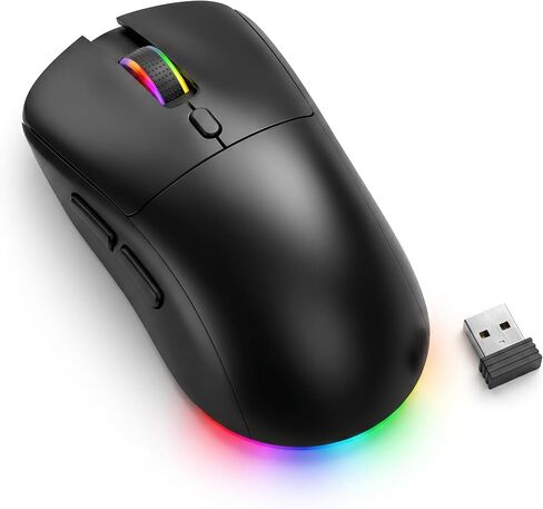 MELOGAGA Wireless Gaming Mouse, RGB Bluetooth/2.4G/Wired, 8000 DPI -White in Saudi Arabia