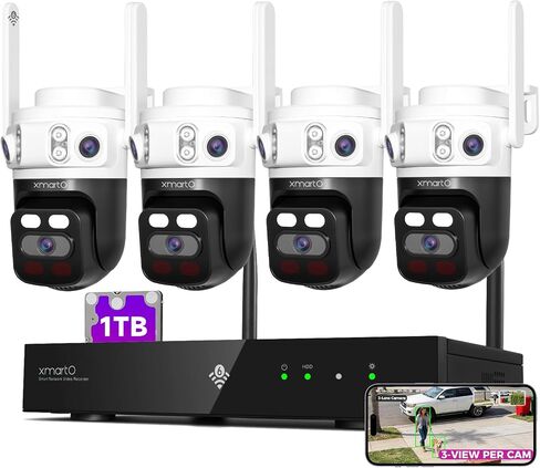 XMARTO 6MP 3-Lens 4-Cam 1TB WiFi Security Camera Kit 4K NVR PTZ AI Tracking in Saudi Arabia