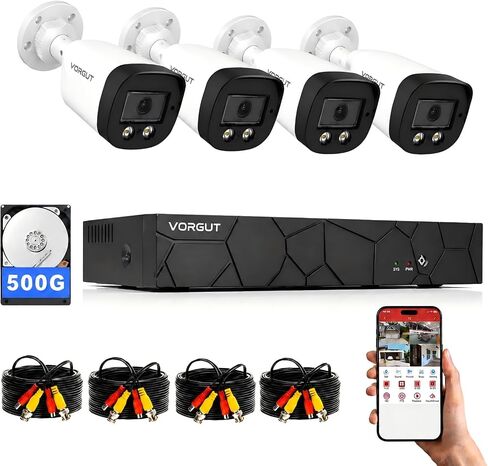 Wired Security Camera System Outdoor, 4X 4MP CCTV Camera, 500G HDD in Saudi Arabia