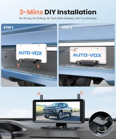 AUTO-VOX Solar Wireless Backup Camera with 2 Cameras, 7.2" Large Monitor in Saudi Arabia