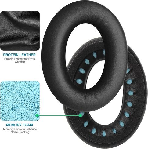 T Tersely Replacement Earpads Cushions for Bose QuietComfort 35 II/45 (QC35/QC45/QC35 II) Headphones,with QC35 Shaped Scrims with 'L and R' Lettering QC25 QC15 QC2 SoundTrue SoundLink Ear Pads (Black) in Saudi Arabia