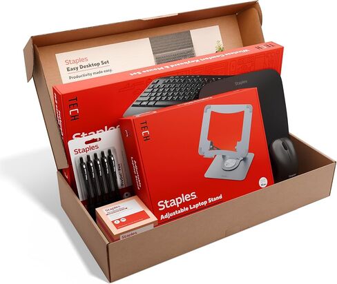 Staples Easy Desktop Set, Keyboard, Mouse, Stand, Pens & Notes Bundle in Saudi Arabia