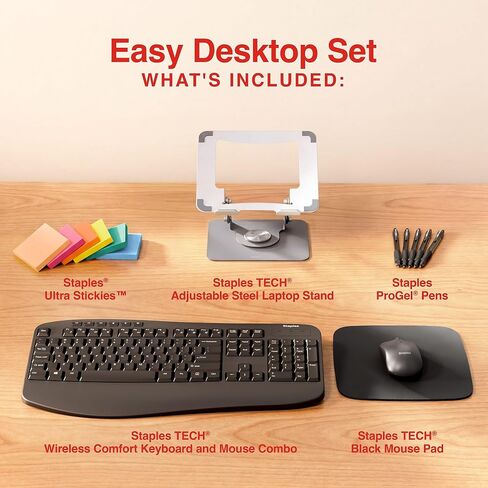 Staples Easy Desktop Set, Keyboard, Mouse, Stand, Pens & Notes Bundle in Saudi Arabia