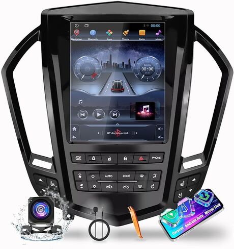 for Cadillac SRX 2010-2012 Tesla Style Car CarPlay Android Auto Navigation Stereo GPS Radio Reverse Camera 9.7" IPS Touchscreen Headunit Tablet Media Player, if Applicable Quad Core 2G+64G Black in Saudi Arabia