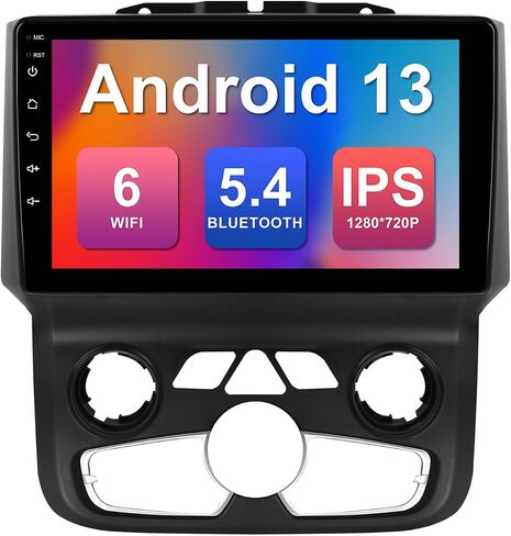 2+32G 9-inch Android 13 Car Stereo for Dodge RAM 2013-2018 IPS Touchscreen Screen Car Radio with Carplay & Android Auto Support Backup Camera GPS FM Navi BT SWC(Auto AC) in Kuwait