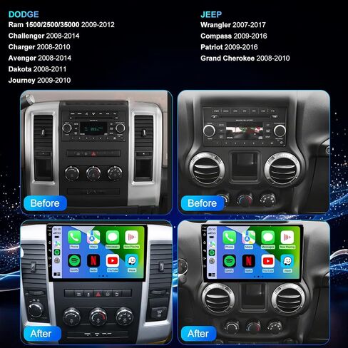 10" 4+64G Car Radio for Jeep Wrangler JK 2007-2017,Dodge Ram 1500 2009-2012 in Saudi Arabia