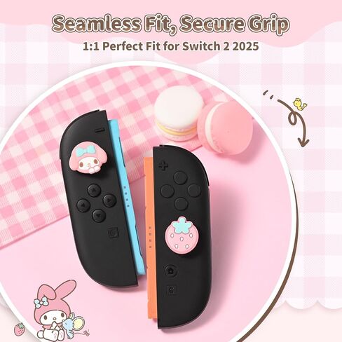 Kuitmor Thumb Grip Caps Compatible with Nintendo Switch 2, Silicone Joystick Grip Caps for Switch 2025, 4pcs, MLD Bunny Style, Pink in Saudi Arabia