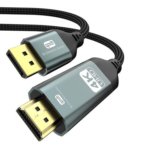 4K Bidirectional HDMI to Displayport Cable 6.6Ft (4K@60Hz/2K@120Hz) Male to Male Adapter Bidirectiona Display Port to HDMI Braided Cord,DP to HDMI Compatible with AMD,NVIDIA,Desktops,and Monitors in Saudi Arabia