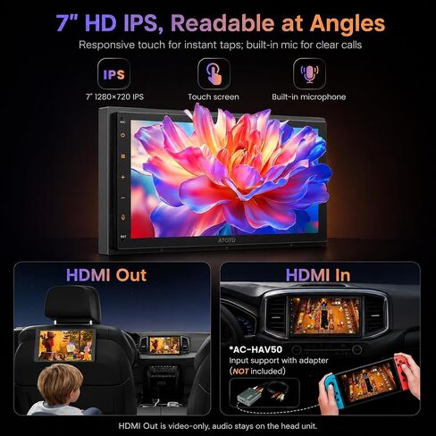 A5L 7" Android Double Din Car Stereo with 1080P Dashcam & Backup Camera in Saudi Arabia