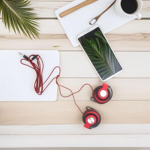 Red Earhook Wired Headphones with 3.5mm Plug for Computer TV in Saudi Arabia