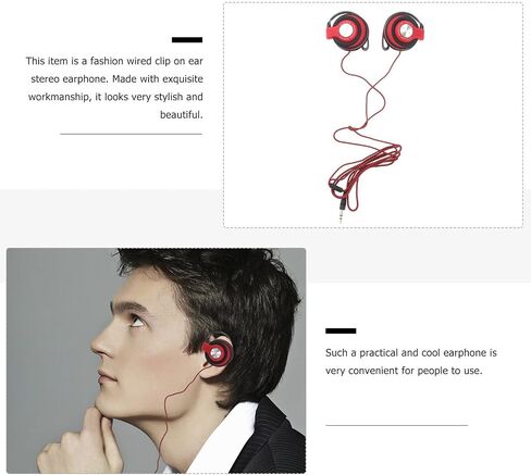 Red Earhook Wired Headphones with 3.5mm Plug for Computer TV in Saudi Arabia