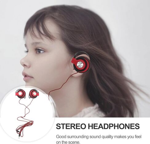 Red Earhook Wired Headphones with 3.5mm Plug for Computer TV in Saudi Arabia