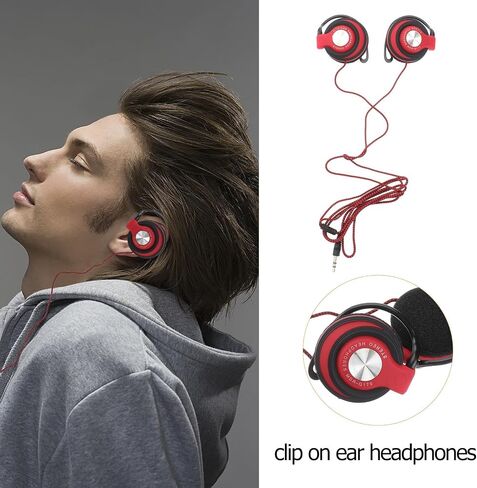 Red Earhook Wired Headphones with 3.5mm Plug for Computer TV in Saudi Arabia