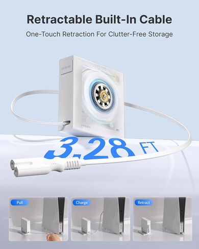Gitryin Retractable 2 Prong AC C8 Power Cord with 39.37in Cable in Kuwait