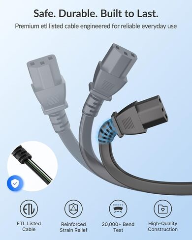 Gitryin Retractable 3 Prong AC PC Power Cord with 39.37in Universal Cable in Kuwait