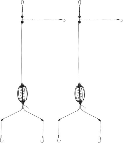 2 Sets Carp Fishing Feeder Baits Cage Spring Fish Feeder with Holder Inline Methods Fishing Tackle Baits Cage Sinkers Terminal Tackle & Accessories in Saudi Arabia