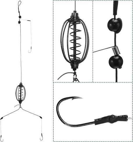 2 Sets Carp Fishing Feeder Baits Cage Spring Fish Feeder with Holder Inline Methods Fishing Tackle Baits Cage Sinkers Terminal Tackle & Accessories in Saudi Arabia