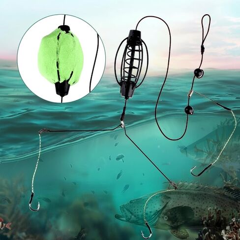 2 Sets Carp Fishing Feeder Baits Cage Spring Fish Feeder with Holder Inline Methods Fishing Tackle Baits Cage Sinkers Terminal Tackle & Accessories in Saudi Arabia