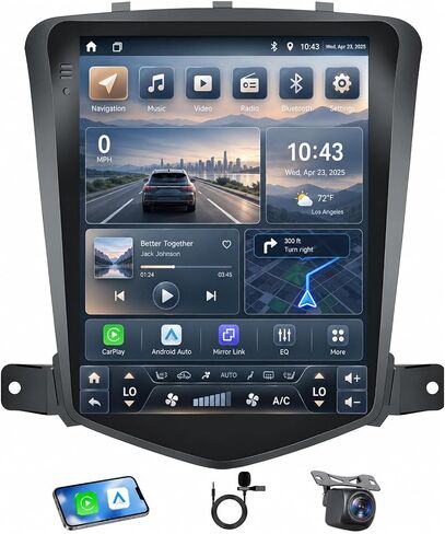 8core 32 ROM Android 13 راديو السيارة لسيارة شيفروليه تشيفي كروز 2009-2015: 10.4 بوصة 1024 * 768 HD IPS Tesla Style Touchscreen Wireless Carplay Andriod Auto 5GWiFi Bluetooth5.0 GPS 1080p Camera SWC FM DSP in Kuwait