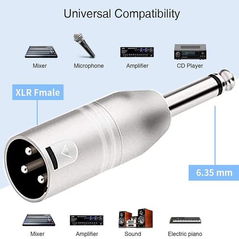 XLR Male to 1/4" Male TS Adapter Gender Changer - XLR-M to 6.3mm Mono Coupler Adapters in Saudi Arabia