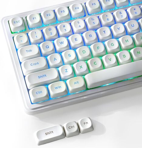 Shine Through Keycaps,White MOA Profile PBT Keycaps 117-Key for MX Switches in Kuwait