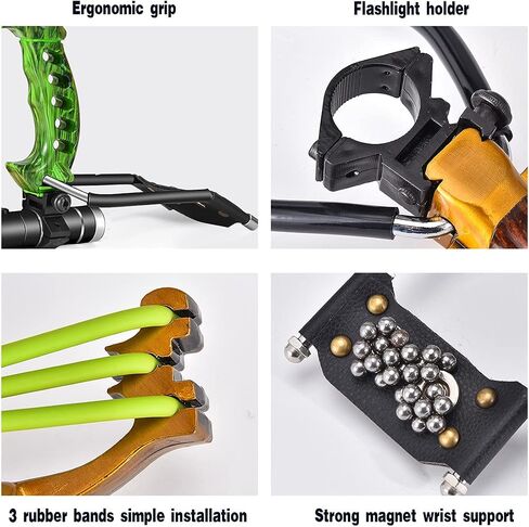 NOBONDO Strong Folding Slingshot - Powerful Adjustable Slingshot Rocket with Wrist Brace Hunting Survival Catapult with 2 Rubber Bands and 100 Ammo Balls in Saudi Arabia