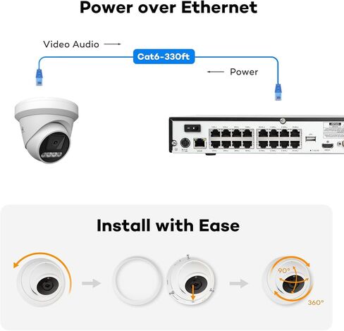 ONWOTE 4K 8MP Two Way Talk 134° PoE IP Camera, Smart Color Night Vision in Saudi Arabia