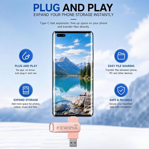 USB C Flash Drive 128GB USB 3.0 Thumb Drive OTG Jump Drive,Rose Gold in Saudi Arabia