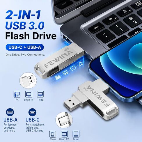 128GB USB C Flash Drive Swivel Thumb Drive USB 3.0 OTG Jump Drive in Saudi Arabia