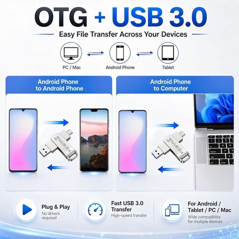 128GB USB C Flash Drive Swivel Thumb Drive USB 3.0 OTG Jump Drive in Saudi Arabia