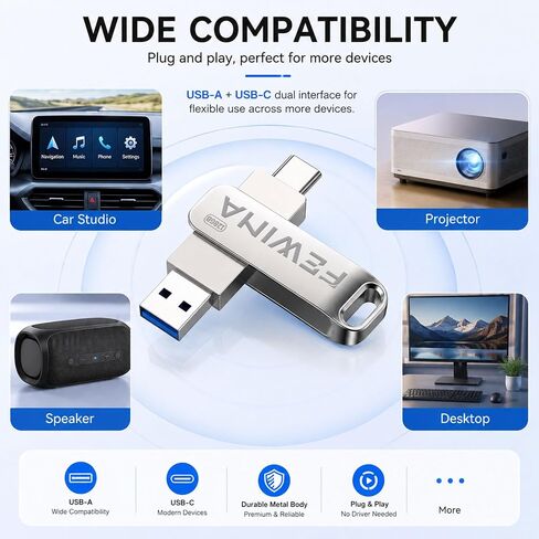 128GB USB C Flash Drive Swivel Thumb Drive USB 3.0 OTG Jump Drive in Saudi Arabia