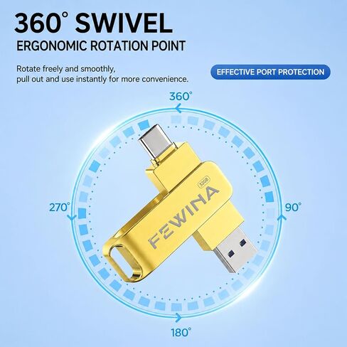 USB C Flash Drive 32GB USB 3.0 Thumb Drive OTG Jump Drive,Gold in Saudi Arabia