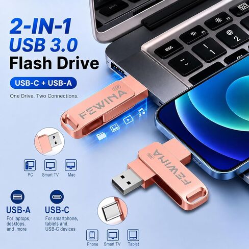 32GB USB C Flash Drive USB 3.0 Thumb Drive OTG Jump Drive,Rose Gold in Saudi Arabia