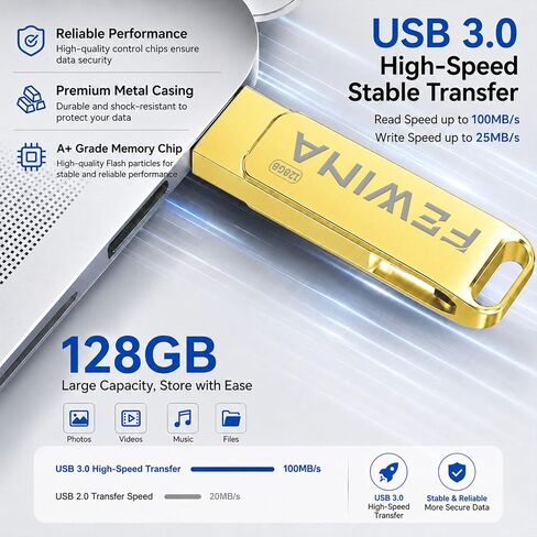 Flash Drive USB C 128GB Dual Thumb Drive USB 3.0 OTG Jump Drive,Gold in Saudi Arabia