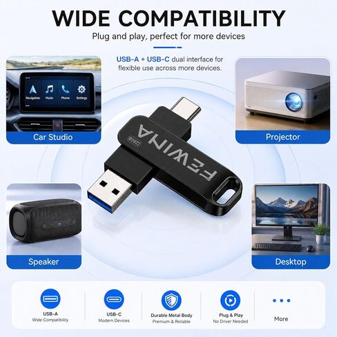USB C Flash Drive 128GB Dual Thumb Drive USB 3.0 Jump Drive,Black in Saudi Arabia