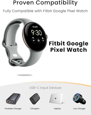 Sinoacc Charger Compatible with Google Pixel Watch 1, USB C 3.3Ft Charging Cable Replacement for Google Pixel Watch - White (Not for Pixel Watch 2/3) in Saudi Arabia